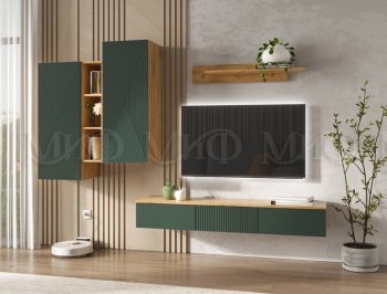 Стенка Флэш комп.2 крафт/грин (Миф) в Урае - uraj.mebel-e96.ru