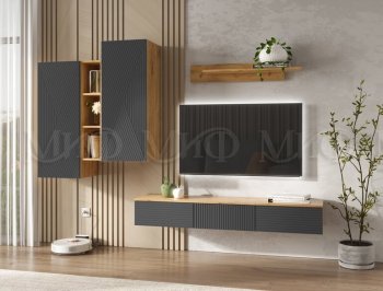 Стенка Флэш комп.2 крафт/графит (Миф) в Урае - uraj.mebel-e96.ru