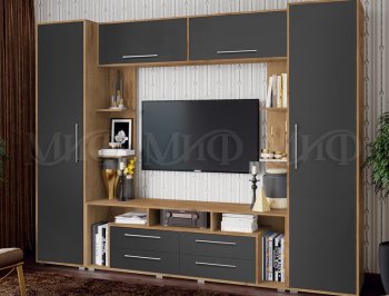 Стенка Гармония (2700) МДФ крафт/графит (Миф) в Урае - uraj.mebel-e96.ru
