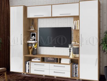 Стенка Гармония (2700) МДФ крафт/белый (Миф) в Урае - uraj.mebel-e96.ru