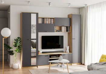 Стенка Герда крафт/графит (ИЦ) в Урае - uraj.mebel-e96.ru