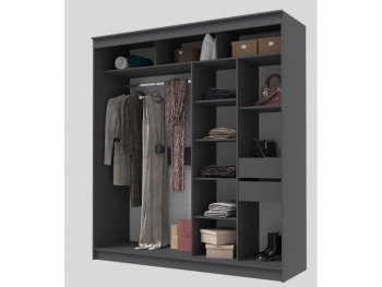 Шкаф-купе 2000 мм Гранд-1 ЛДСП/Зеркало, графит (Эра) в Урае - uraj.mebel-e96.ru