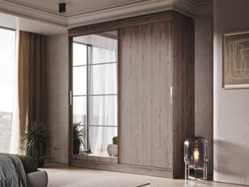 Шкаф-купе 2000 мм Гранд-1 ЛДСП/Зеркало, дуб горный (Эра) в Урае - uraj.mebel-e96.ru