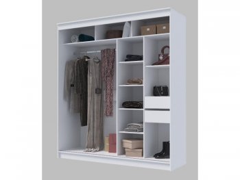 Шкаф-купе 2000 мм Гранд-1 ЛДСП/Зеркало, Белый (Эра) в Урае - uraj.mebel-e96.ru