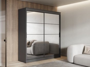 Шкаф-купе 2000 мм Гранд-1 зеркало/зеркало, графит (Эра) в Урае - uraj.mebel-e96.ru