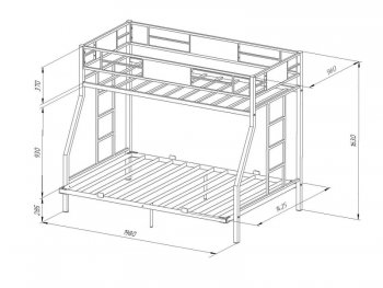 Кровать 2-х ярусная Гранада 140 (ФМ) в Урае - uraj.mebel-e96.ru