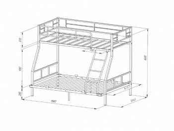 Кровать двухъярусная Гранада-1ПЯЯ 140 в Урае - uraj.mebel-e96.ru