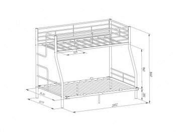 Кровать двухъярусная Гранада-3 140 Серый в Урае - uraj.mebel-e96.ru