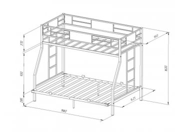 Кровать 2-х ярусная П Гранада 140 Белый в Урае - uraj.mebel-e96.ru