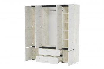 Шкаф 1800 мм 6С2Я с 2мя зерк. Гретта крафт белый (Памир) в Урае - uraj.mebel-e96.ru