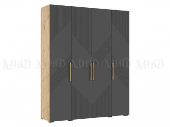 Шкаф 1800 мм Ирис с антресолью крафт/графит (Миф) в Урае - uraj.mebel-e96.ru