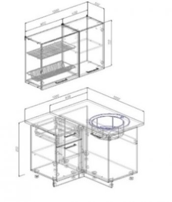 Кухонный гарнитур угловой Изумруд 1000*1000 в Урае - uraj.mebel-e96.ru