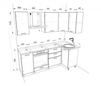 Угловой кухонный гарнитур Изумруд 2200*1000 мм в Урае - uraj.mebel-e96.ru