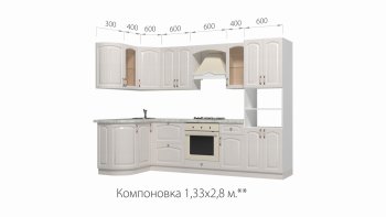 Кухонный гарнитур Кантри 1330*2800 мм в Урае - uraj.mebel-e96.ru