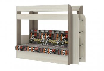 Кровать 2-х ярусная с диваном Карамель 75 шимо (Музыка) в Урае - uraj.mebel-e96.ru