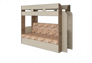 Кровать 2-х ярусная с диваном Карамель 75 шимо (Саванна) в Урае - uraj.mebel-e96.ru