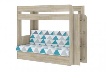 Кровать 2-х ярусная с диваном Карамель 75 сонома (NILS MINT) в Урае - uraj.mebel-e96.ru