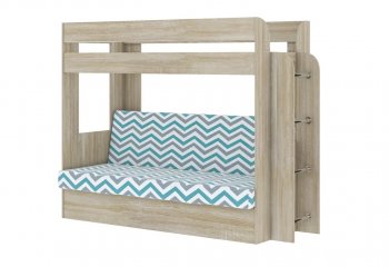 Кровать 2-х ярусная с диваном Карамель 75 сонома (WILLY MINT) в Урае - uraj.mebel-e96.ru