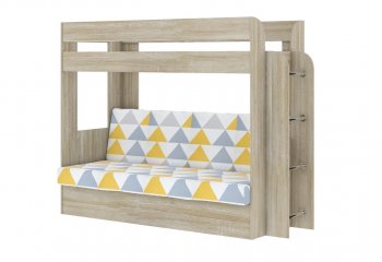 Кровать 2-х ярусная с диваном Карамель 75 сонома (Otto Yellow) в Урае - uraj.mebel-e96.ru