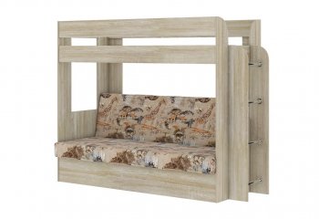 Кровать 2-х ярусная с диваном Карамель 75 сонома (Саванна) в Урае - uraj.mebel-e96.ru