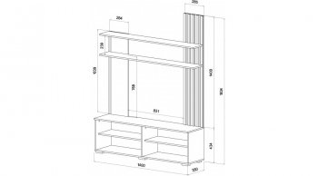 Стенка Каролина Дуб Вотан/Графит (Лин) в Урае - uraj.mebel-e96.ru