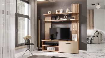 Стенка Каролина Дуб Вотан/Кашемир (Лин) в Урае - uraj.mebel-e96.ru