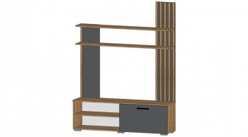 Стенка Каролина Дуб Вотан/Графит (Лин) в Урае - uraj.mebel-e96.ru