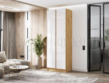 Шкаф 800 мм 2-х ств. Келвин крафт золотой/белый (Миф) в Урае - uraj.mebel-e96.ru
