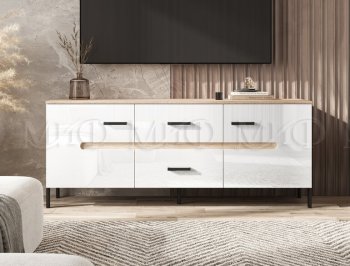 Тумба ТВ Ким белый глянец холодный (Миф) в Урае - uraj.mebel-e96.ru