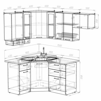 Кухонный гарнитур Кира литл 1300х2000 мм (Герда) в Урае - uraj.mebel-e96.ru