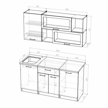 Кухонный гарнитур Кира стандарт 1600 мм (Герда) в Урае - uraj.mebel-e96.ru