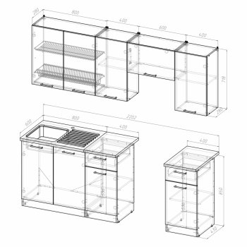 Кухонный гарнитур Кира компакт 2200 мм (Герда) в Урае - uraj.mebel-e96.ru