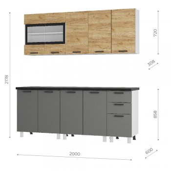 Кухонный гарнитур 2000 мм Крафт тип 2 (БТС) в Урае - uraj.mebel-e96.ru