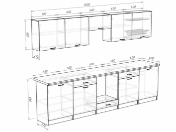 Кухонный гарнитур 3000 мм Кремона (Росток) в Урае - uraj.mebel-e96.ru