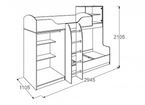 Кровать 2-х ярусная №2 Омега 18 (800*2000) в Урае - uraj.mebel-e96.ru