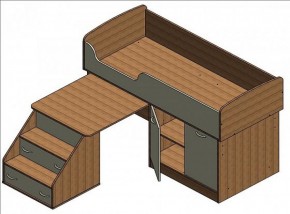 Кровать-чердак Дюймовочка-2 Дуб молочный/орех в Урае - uraj.mebel-e96.ru