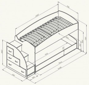 Кровать-чердак Дюймовочка-4.2  Дуб молочный/Оранжевый в Урае - uraj.mebel-e96.ru