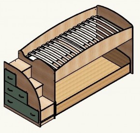 Кровать-чердак Дюймовочка-4.2  Дуб молочный/Оранжевый в Урае - uraj.mebel-e96.ru