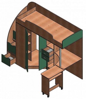 Кровать-чердак Теремок-1 Гранд  Дуб молочный/Голубой в Урае - uraj.mebel-e96.ru