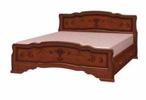 Кровать из массива Карина-6 с 2 ящиками Орех (БМ) в Урае - uraj.mebel-e96.ru