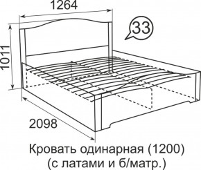 Кровать с латами Виктория 1200*2000 в Урае - uraj.mebel-e96.ru