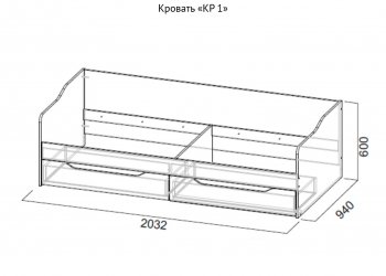 Кровать КР-1 Дуб сонома (СВ) в Урае - uraj.mebel-e96.ru