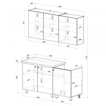 Кухонный гарнитур Куба 1600 мм (БТС) в Урае - uraj.mebel-e96.ru
