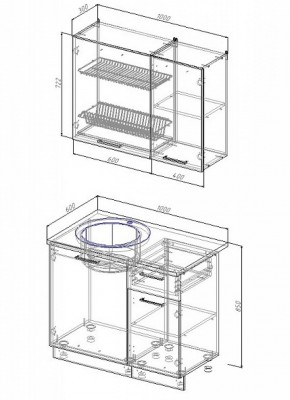 Кухонный гарнитур Антрацит 1000 в Урае - uraj.mebel-e96.ru