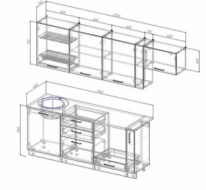 Кухонный гарнитур Антрацит 2550 в Урае - uraj.mebel-e96.ru