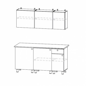 Кухонный гарнитур КГ-1 (Белый/Дуб Золотой/Чёрный) 1600 в Урае - uraj.mebel-e96.ru