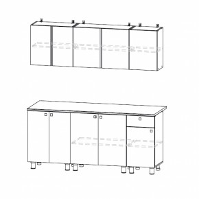 Кухонный гарнитур КГ-1 (Белый/Дуб Золотой/Чёрный) 1800 в Урае - uraj.mebel-e96.ru