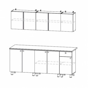 Кухонный гарнитур КГ-1 (Белый/Дуб Золотой/Чёрный) 2000 в Урае - uraj.mebel-e96.ru