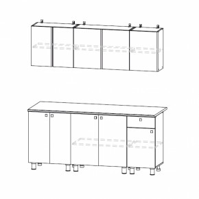 Кухонный гарнитур КГ-1 (Цемент светлый/Белый/Белый) 1800 в Урае - uraj.mebel-e96.ru