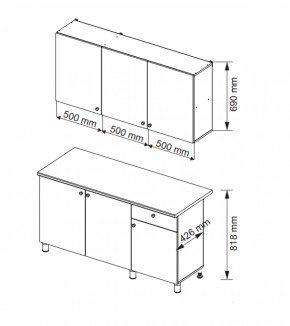 Кухонный гарнитур POINT 1500 мм (Гор) в Урае - uraj.mebel-e96.ru